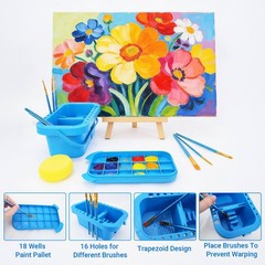 Paint Brush Cleaner, Paint Brush Holder with Palette, Painting Art Supply Sto…