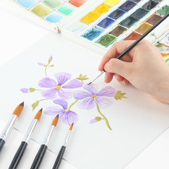 Transon 11Pcs round Paint Brush Basic Set for Watercolor, Acrylic, Gouache, Ink,