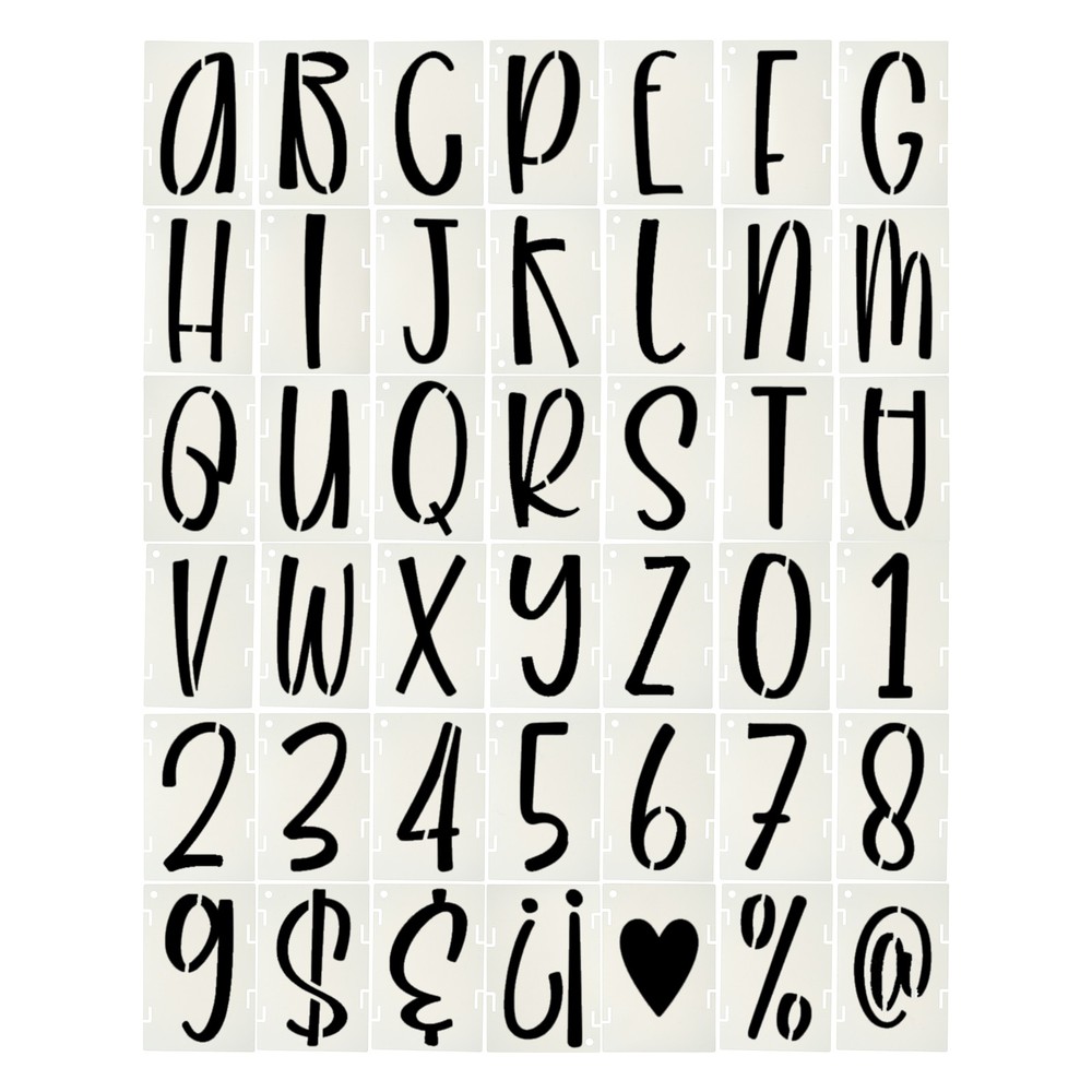 3″ Letter Stencils, Rectangle Interlock, 42 Count