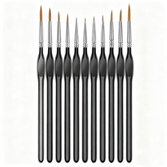 Artist Paint Brushes 11Pcs, Fine Detailing For Models Figures Canvas, Black