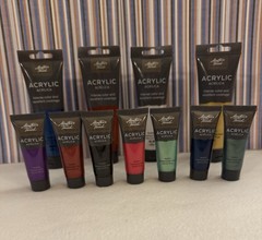 MASTERS TOUCH ACRYLIC PAINT-INTENSE COLORS-4 TUBS 4.1 FL.-7 TUBES-0.74 FL.OZ NEW