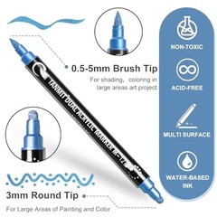 Metallic Colors Acrylic Paint Markers, Dual Tip Acrylic Paint Pens for Rock 28