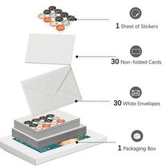 KOVIEDE 30 Pack Blank Watercolor Cards with Envelopes 4 4×6″ Cards*30, white