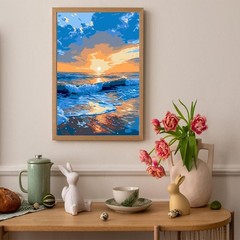 Sea Framed Paint by Number for Adults,DIY Landscape Painting by Number Kits on C