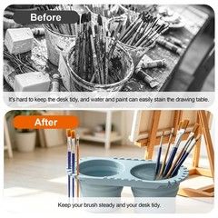 Foldable Paint Brush Cleaner Cup Dual Rinse Bowl Holder Acrylic Watercolor Gifts