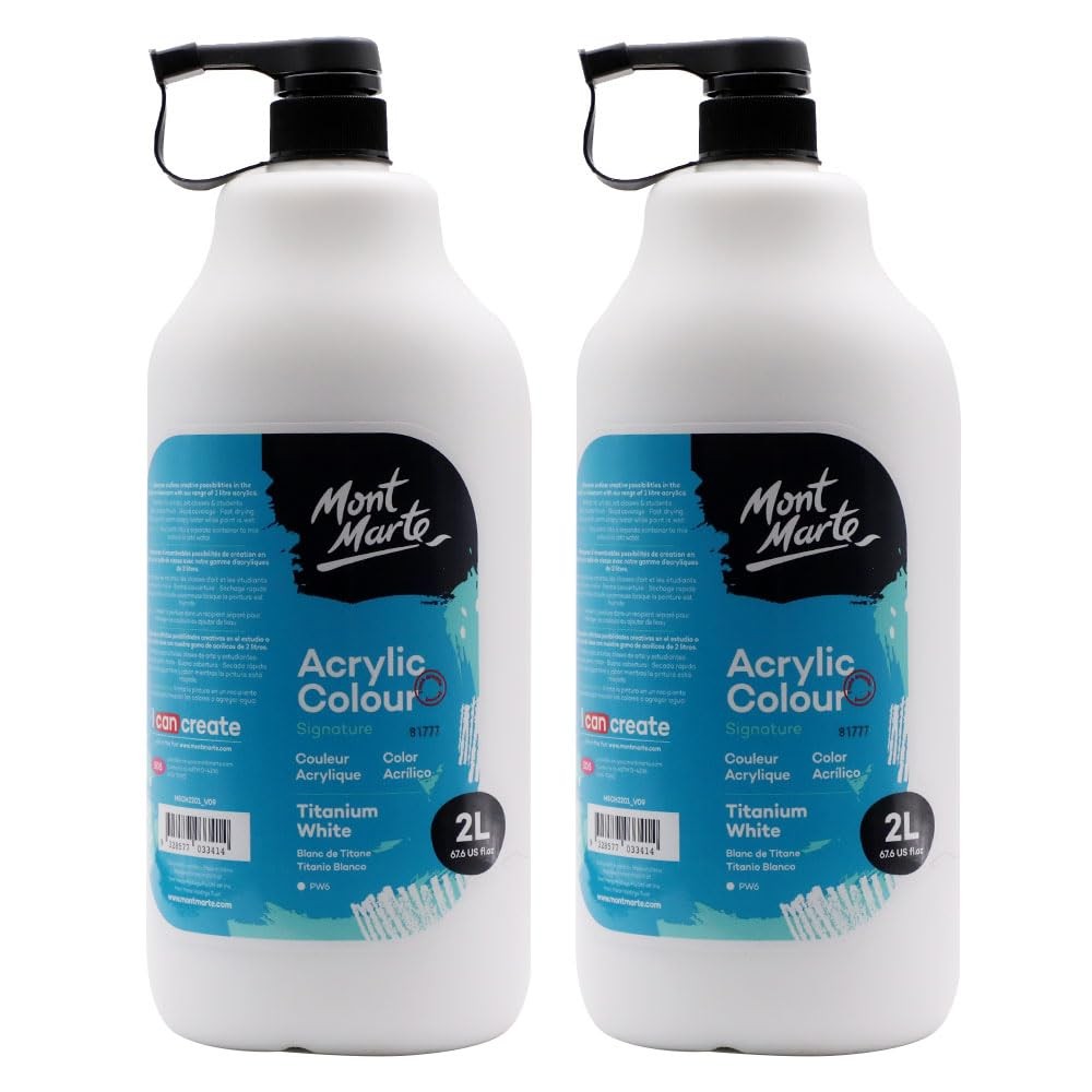 Mont Marte Discovery School Acrylic Paint, Titanium White, 1/2 Gallon (2 Liter)