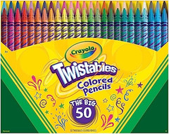 Twistables Colored Pencil Set (50Ct), Cool Back to School Supplies for Kids, No