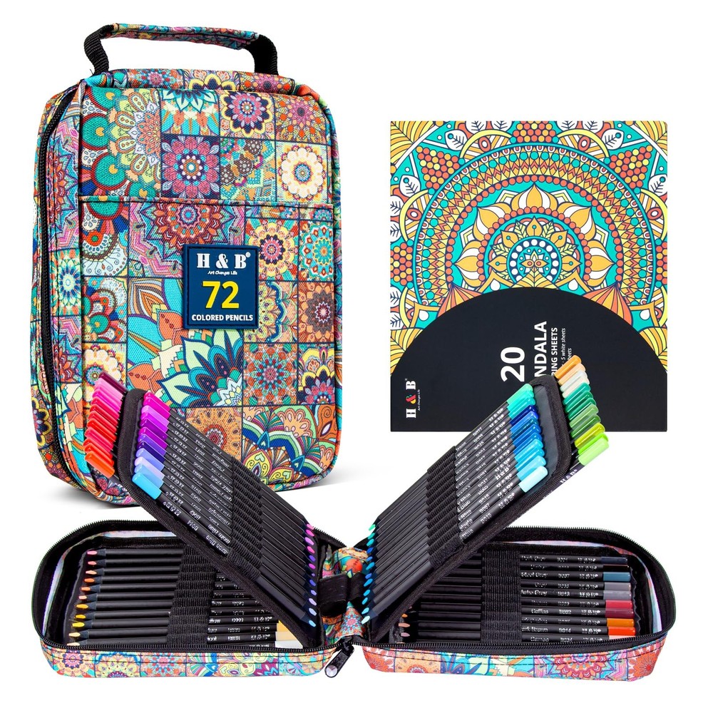 H B Colored Pencils Set with Coloring Book, Eraser, and Sharpener – Perfect