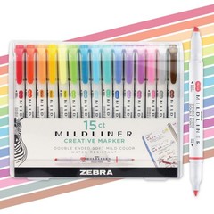 Zebra Pen Mildliner Dual-Tip Highlighter 1 Count (Pack of 15), Assorted D