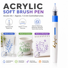 Acrylic Paint Markers Pens Japanese Soft Tip 0.5-2mm Brush Pen Sketch Outline 6p