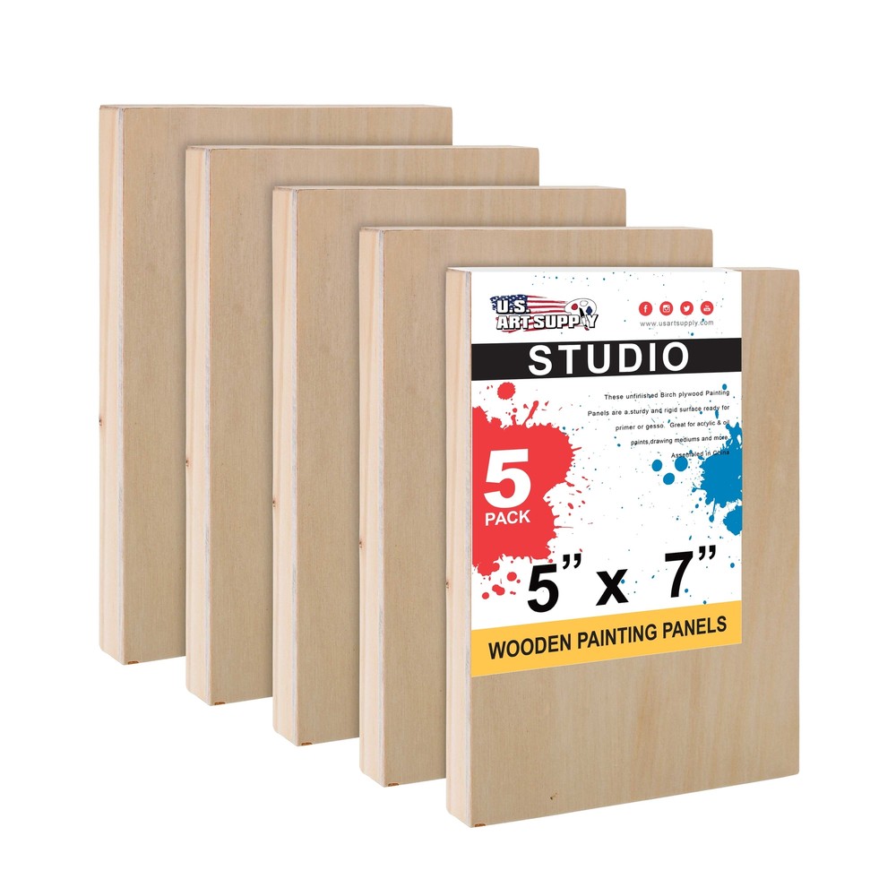 5″ x 7″ Studio 3/4″ Profile Depth Artist Wood Pouring Panel Boards Pack of 5