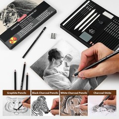 Drawing Sketching Pencil Set, 24 Piece Pro Artist 1 Count (Pack of 24), Black