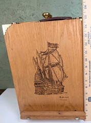 Wooden Folding Box Artists Easel Painting Stand Capt. Jack Rauscher Pirate Ship