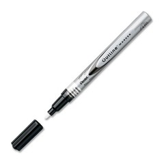 Pentel Arts Outline Marker, Silver Ink 1 Count (Pack of 1), Silver/Black