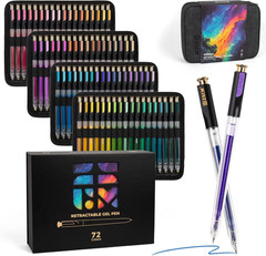 Retractable Glitter Gel Pens,72 Colors Large Capacity Multicolor Glitter Metalli