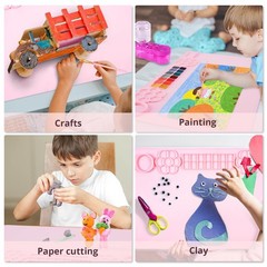 Silicone Painting Mat Set 23.6×15.75 Inch Brush Cleaner 10 Brushes Pink DIY