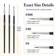 30 Pcs Tiny Detail Paint Brushes Set – Fine #0#00#000 Liner 3 sizes, Black
