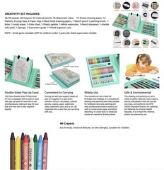 185 Pieces Double Sided Trifold Easel Art Set, Drawing Art Box with Oil Pastels,