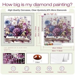 Flowers Diamond Art Painting Kits for Adults, Book 5D DIY Round Full Drill Gem A