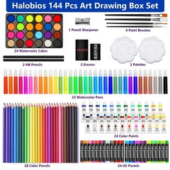 Halobios Art Supplies, 144Piece Deluxe Art Set Professional Art Kit with Port…