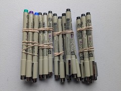 LOT OF 19 – Sakura PIGMA Micron 01,05,005- Archival Ink Pens – used