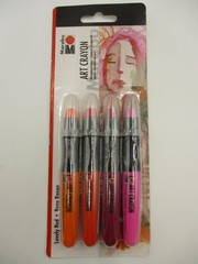 Marabu Art Crayon Watercolour Wax Pastels 4 Color Set Lovely Red Multicolor