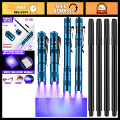 8 Pcs Black Light Markers Set – 4 Invisible Ink Pens & Mini UV Flashlights, Spy
