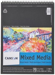 20 Sheets Mixed Media Paper Wirebound Pad 11×14 Inch 138lb 224g Artist