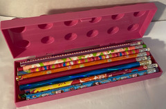 Pink Lego Brick Pencil Case With 22 Brand New Decorative Pencils