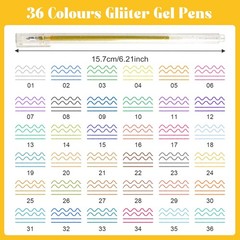 Glitter Gel Pens, 36 Vibrant Colors Sparkle Gel Pens Set for Adults, Quick-Dr…