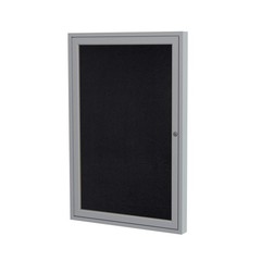 Pemberly Row 24″ x 18″ 1 Door Enclosed Bulletin Board in Black
