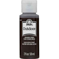 Lot of 4 – 2 Ounce Bottles FolkArt Outdoor Acrylic Paint in Burnt Umber