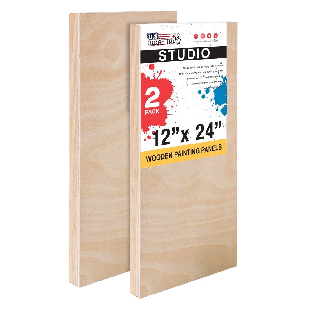 12″ x 24″ Studio 3/4″ Profile Depth Artist Wood Pouring Panel Boards Pack of 2