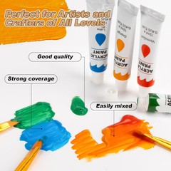 Acrylic Paint Set – 24 Colors, 20 Brushes, Non-Toxic Paint for Canvas, Wood, Roc