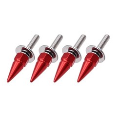 4 PCS Spikes License Plate Screws for Car, Anti Theft Spike Shape Aluminum Red