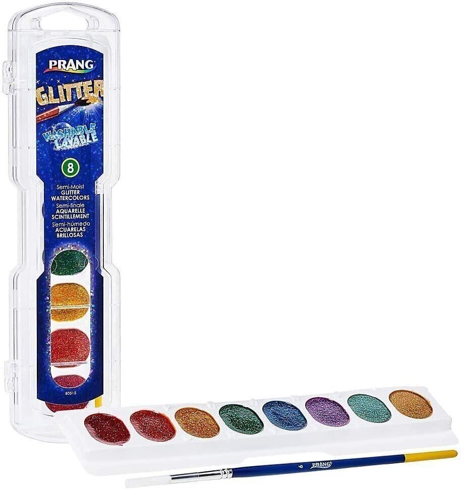 PRANG Washable Watercolor Paint Set, Assorted Glitter Colors, eight Colors 80515