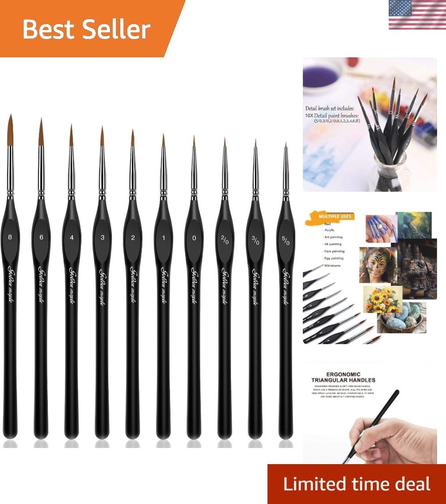 10pc Miniature Paint Brushes Set for Fine Detailing – Nylon & Wood Handles