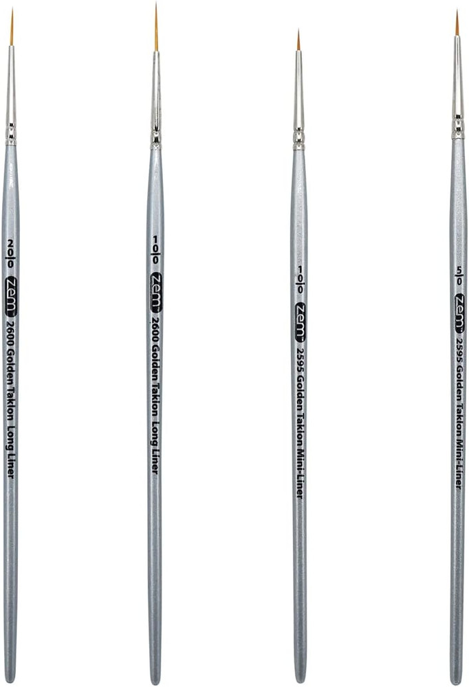 Brush Golden Taklon Detail Brush Set Liners 20/0, 10/0 and Mini Liners 10/0, 5/0