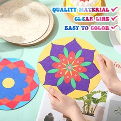 22 Pcs Wooden Mandala Painting Set – 10 Unfinished Wood Cutouts & 12 Markers for