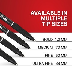 High-Performance S-Gel Pens – 12 Black Gel Ink Pens, No Smudge, Water Resistant