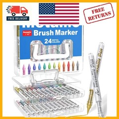 Fast-Drying Metallic Paint Markers – 24 Assorted Colors for Creative Projects