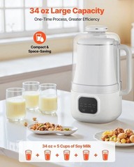 8-in-1 Nut Milk Maker, 34 oz Soy Milk Maker with 200W Blending, for Homemade