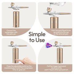 Portable 30PSI Airbrush Kit with Compressor Handheld for Nail Art Cakes