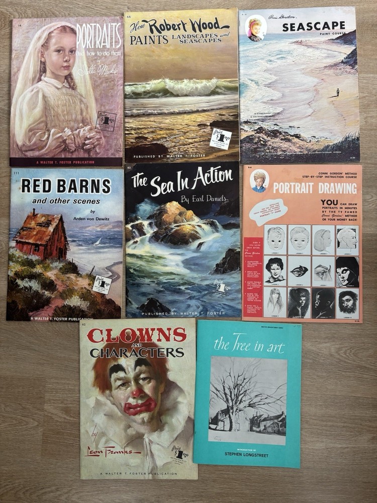 Vintage Walter Foster Art Instruction Book Lot of 8 Portrait Landscape Seascape