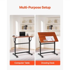 Uimoso Drafting Table Adjustable 0°–90° Tilt Wooden Drawing Desk with H-Frame