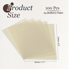 100Pcs A4 Mulberry Paper Sheets Unprepared Xuan Paper Beige 8.3″x11.7″