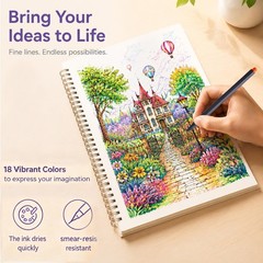 18 Colors Journal Planner Pens, Office Supplies, Fine Point Fineliner Drawing…