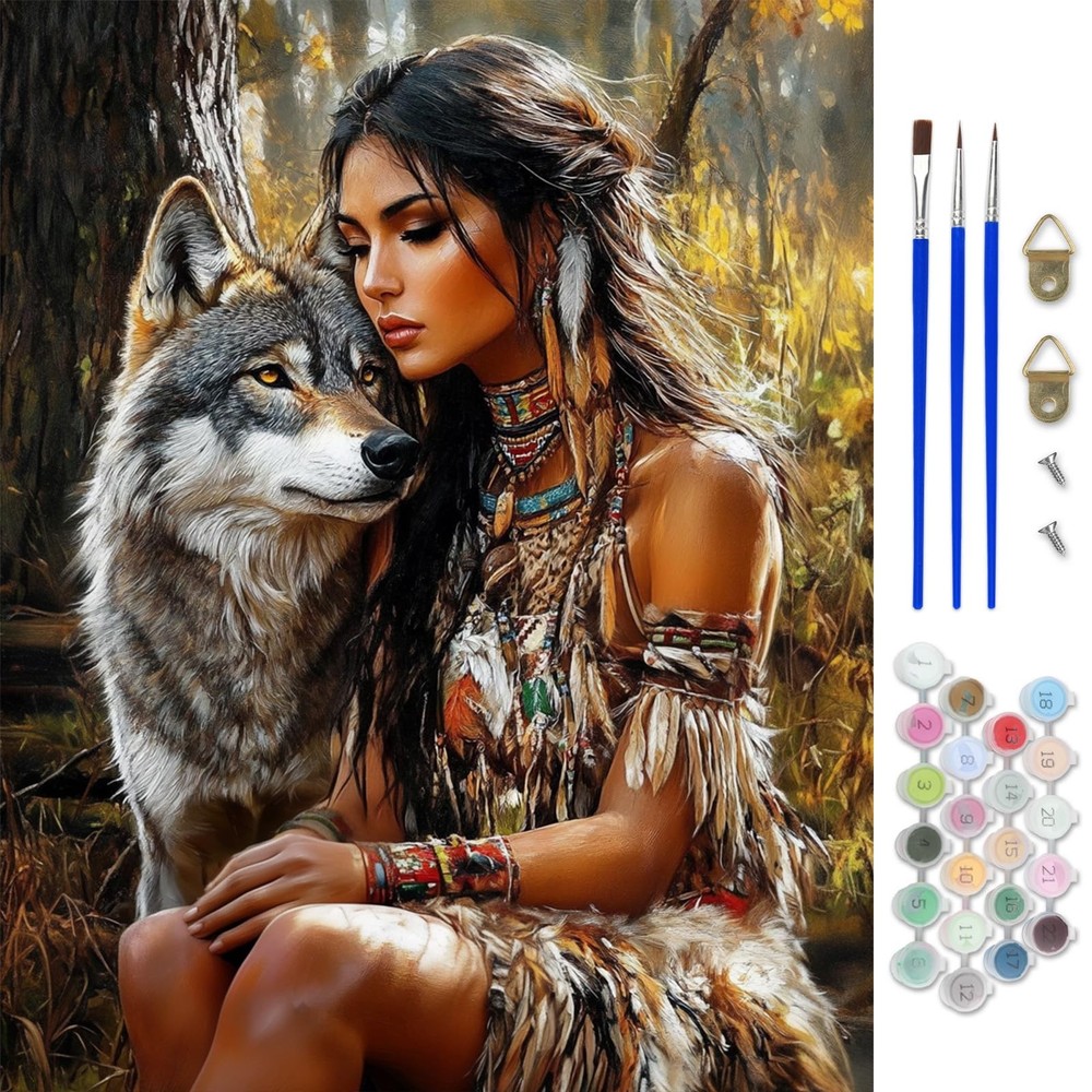 Native American Paint by Numbers Kit for Adults, Paint by Number Kits on Ca