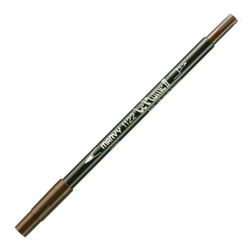 1122-18 Marvy Le Plume II Double Tip Watercolor Marker, Dark Brown, 6 Each