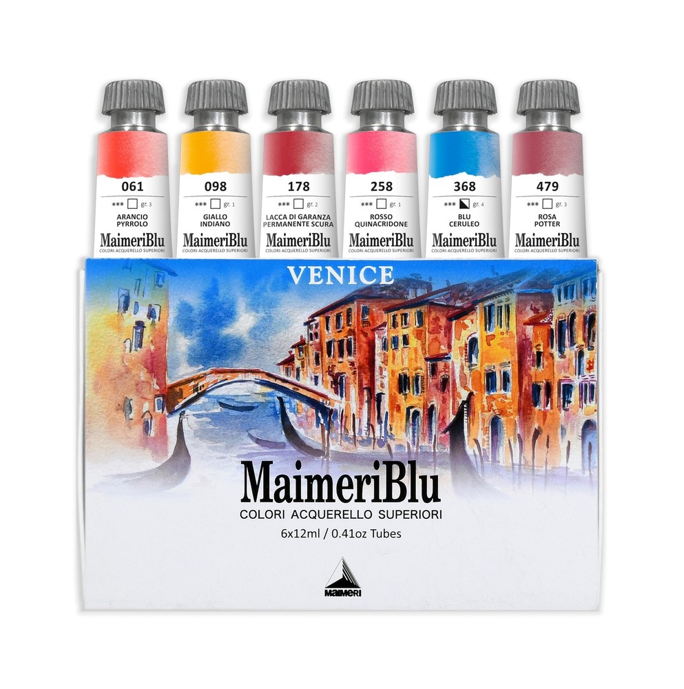 Maimeri Blu Watercolor Paint, Venice Thematic Set, 12ML Tubes, 6 Pa… Fast Ship